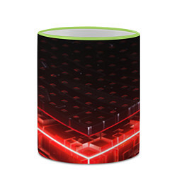 Кружка 3D Неоновые плиты - красные, цвет: 3D-светло-зеленый кант — фото 2