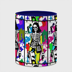 Кружка 3D Разноцветные скелеты девушки - поп-арт - мода, цвет: 3D-белый + синий — фото 2