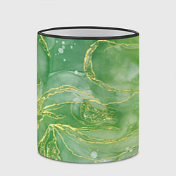 Кружка 3D Абстрактный зеленый мрамор с золотым, цвет: 3D-черный кант — фото 2