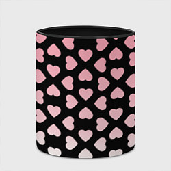Кружка 3D Розовые сердечки на чёрном, цвет: 3D-белый + черный — фото 2