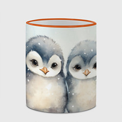 Кружка 3D Милые пингвины акварель, цвет: 3D-оранжевый кант — фото 2