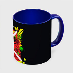 Кружка цветная Человек-бензопила - поп арт