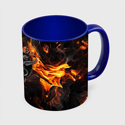 Кружка 3D Baldurs Gate 3 fire logo, цвет: 3D-белый + синий