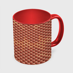 Кружка 3D Красная броня с желтым отливом, цвет: 3D-белый + красный