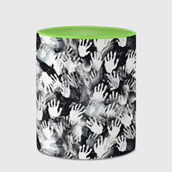 Кружка 3D Черно-белые отпечатки ладоней, цвет: 3D-белый + светло-зеленый — фото 2