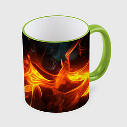 Кружка 3D Пламя костра, цвет: 3D-светло-зеленый кант