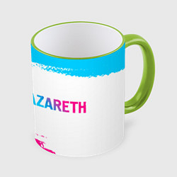 Кружка 3D Nazareth neon gradient style: надпись и символ, цвет: 3D-светло-зеленый кант