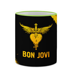 Кружка 3D Bon Jovi - gold gradient, цвет: 3D-светло-зеленый кант — фото 2