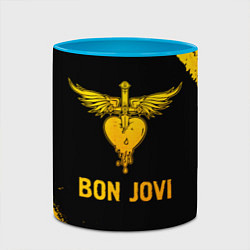 Кружка 3D Bon Jovi - gold gradient, цвет: 3D-белый + небесно-голубой — фото 2