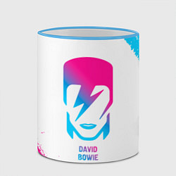 Кружка 3D David Bowie neon gradient style, цвет: 3D-небесно-голубой кант — фото 2