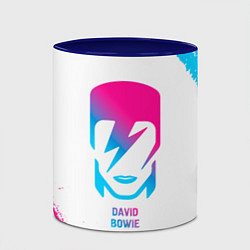 Кружка 3D David Bowie neon gradient style, цвет: 3D-белый + синий — фото 2