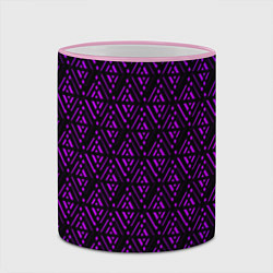 Кружка 3D Фиолетовые ромбы на чёрном фоне, цвет: 3D-розовый кант — фото 2