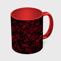 Кружка 3D Красно-чёрная пятнистая текстура, цвет: 3D-белый + красный