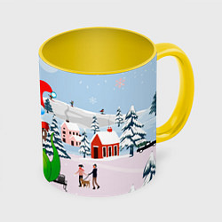 Кружка 3D Новогодний дракон, цвет: 3D-белый + желтый