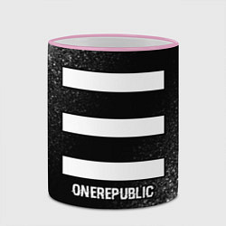 Кружка 3D OneRepublic glitch на темном фоне, цвет: 3D-розовый кант — фото 2