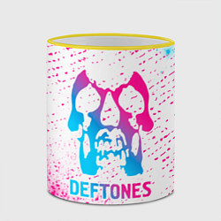 Кружка 3D Deftones neon gradient style, цвет: 3D-желтый кант — фото 2