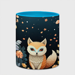 Кружка 3D Фэнтезийная лисичка в лесу фолк-арт, цвет: 3D-белый + небесно-голубой — фото 2