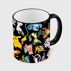 Кружка 3D Пикачу и другие покемоны, цвет: 3D-черный кант