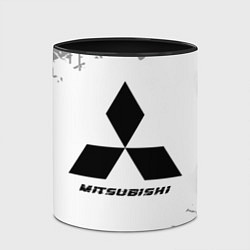 Кружка 3D Mitsubishi speed на светлом фоне со следами шин, цвет: 3D-белый + черный — фото 2