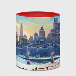 Кружка 3D Зимний большой город, цвет: 3D-белый + красный — фото 2