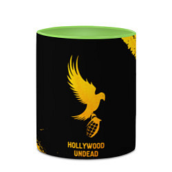 Кружка 3D Hollywood Undead - gold gradient, цвет: 3D-белый + светло-зеленый — фото 2