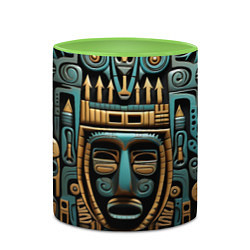 Кружка 3D Орнамент с маской в египетском стиле, цвет: 3D-белый + светло-зеленый — фото 2