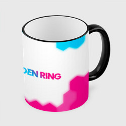 Кружка 3D Elden Ring neon gradient style по-горизонтали, цвет: 3D-черный кант