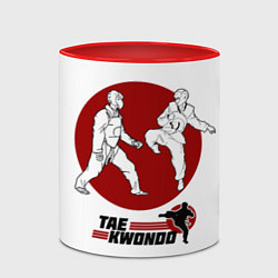 Кружка 3D Бойцы тхэквондо, цвет: 3D-белый + красный — фото 2