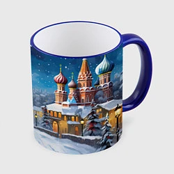 Кружка 3D Москва новый год, цвет: 3D-синий кант