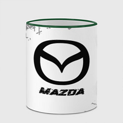 Кружка 3D Mazda speed на светлом фоне со следами шин, цвет: 3D-зеленый кант — фото 2