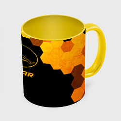 Кружка 3D Jaguar - gold gradient, цвет: 3D-белый + желтый