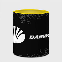 Кружка 3D Daewoo speed на темном фоне со следами шин по-гори, цвет: 3D-белый + желтый — фото 2