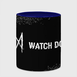 Кружка 3D Watch Dogs glitch на темном фоне по-горизонтали, цвет: 3D-белый + синий — фото 2