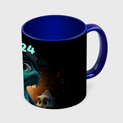 Кружка 3D Зеленый дракончик 2024 год, цвет: 3D-белый + синий