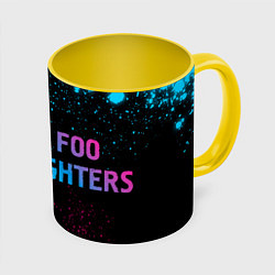 Кружка 3D Foo Fighters - neon gradient по-горизонтали, цвет: 3D-белый + желтый