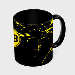 Кружка 3D Borussia yellow splash, цвет: 3D-белый + черный