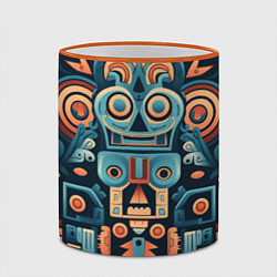 Кружка 3D Симметричный абстрактный паттерн в ацтекском стиле, цвет: 3D-оранжевый кант — фото 2