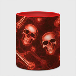 Кружка 3D Красные черепа и кости, цвет: 3D-белый + красный — фото 2