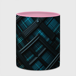 Кружка 3D Тёмно-синяя диагональная клетка в шотландском стил, цвет: 3D-белый + розовый — фото 2