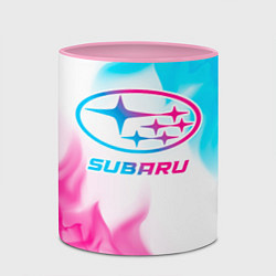 Кружка 3D Subaru neon gradient style, цвет: 3D-белый + розовый — фото 2