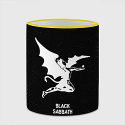 Кружка 3D Black Sabbath glitch на темном фоне, цвет: 3D-желтый кант — фото 2