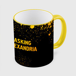 Кружка 3D Asking Alexandria - gold gradient по-горизонтали, цвет: 3D-желтый кант