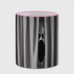 Кружка 3D Призрак в серых шторах, цвет: 3D-розовый кант — фото 2