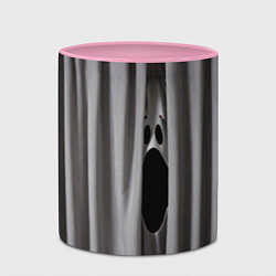 Кружка 3D Призрак в серых шторах, цвет: 3D-белый + розовый — фото 2