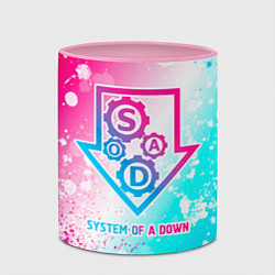 Кружка 3D System of a Down neon gradient style, цвет: 3D-белый + розовый — фото 2