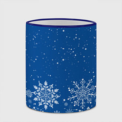 Кружка 3D Текстура снежинок на синем фоне, цвет: 3D-синий кант — фото 2