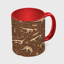 Кружка 3D Dinosaurs bones, цвет: 3D-белый + красный