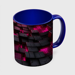 Кружка 3D Фиолетовые и черные камни, цвет: 3D-белый + синий
