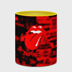 Кружка 3D Rolling Stones logo групп, цвет: 3D-белый + желтый — фото 2
