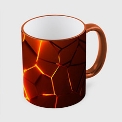 Кружка 3D Плиты абстрактные огненные, цвет: 3D-оранжевый кант